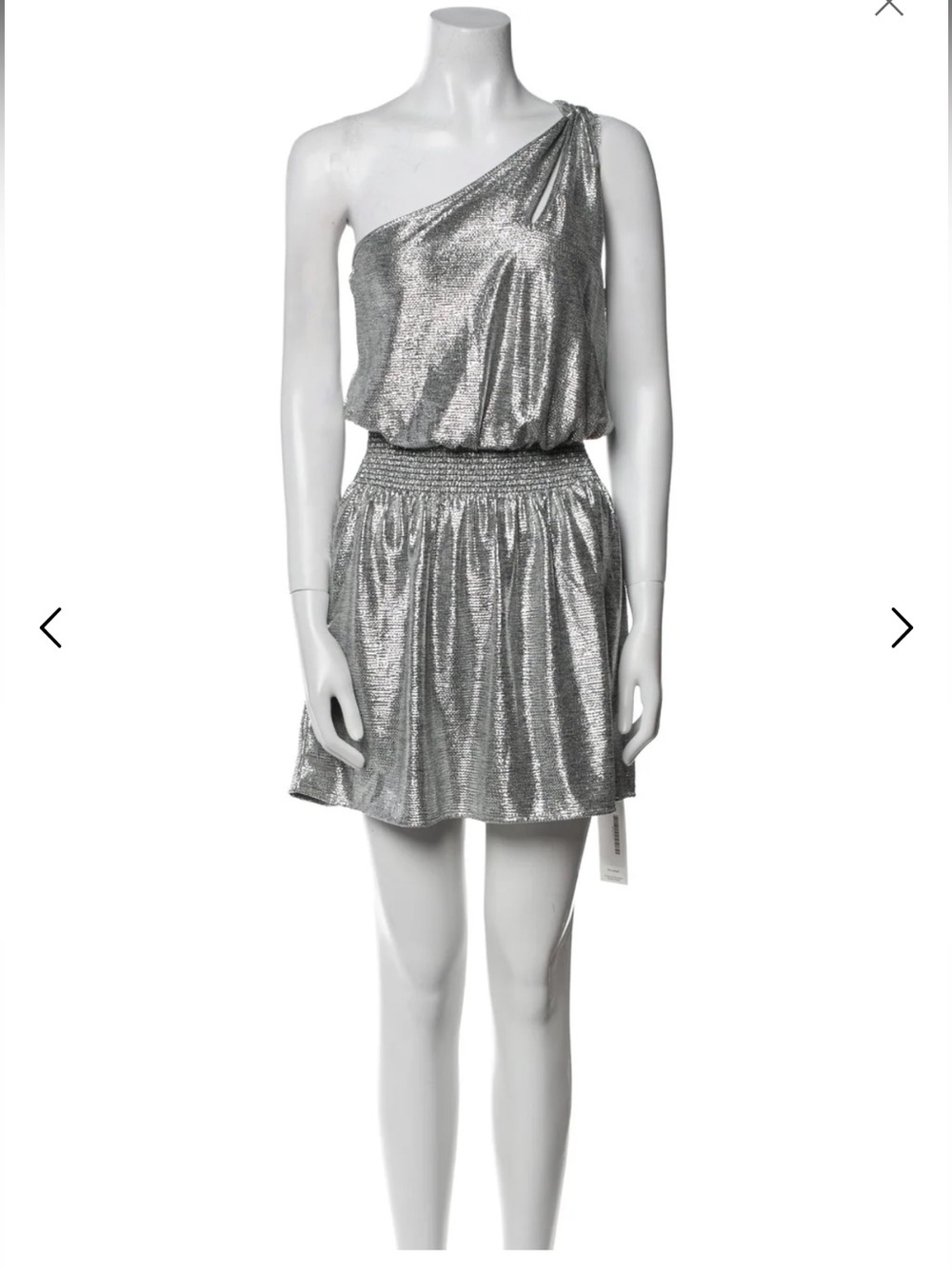 Ramy Brook One-Shoulder Metallic Silver Mini Dress